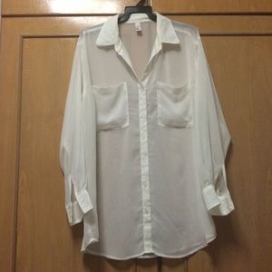 American Apparel white chiffon button up blouse